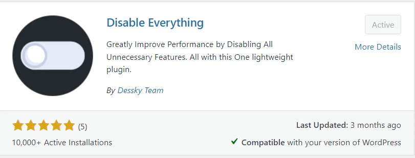 Disable Everything plugin