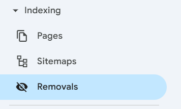 Google Search Console Removals