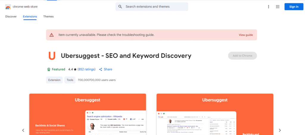 Ubersuggest Extension